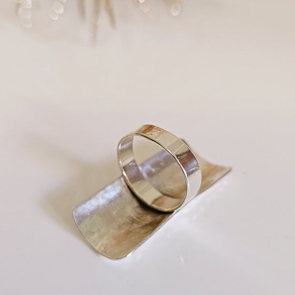 Sterling Silver Ring Hammered Shield Ring, Shield Silver Ring, Women Statement - Picture 6 of 10